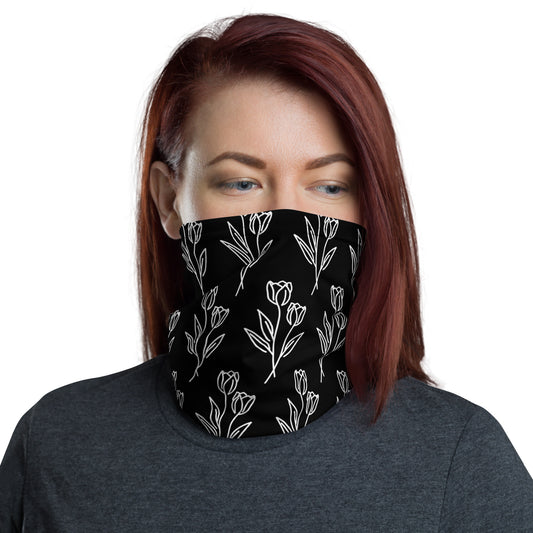 Neck Gaiter white tulip tattoo print