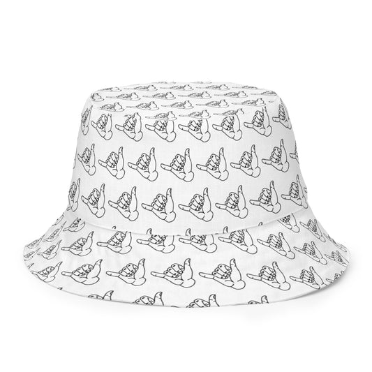 Reversible bucket hat black hang loss tattoo print