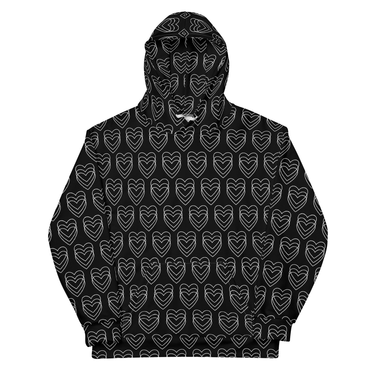 Unisex Hoodie white hearts tattoo print