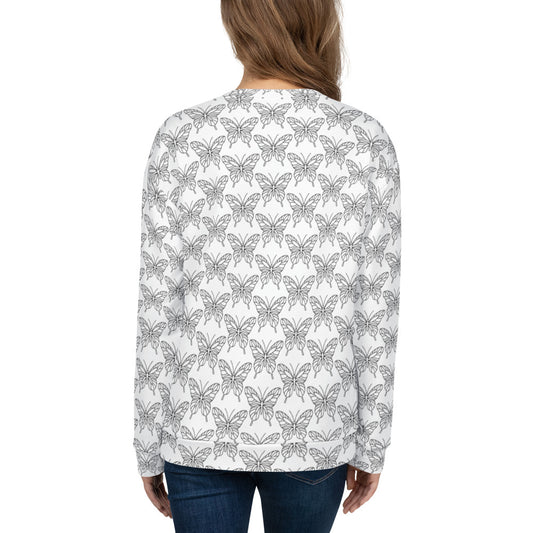 Unisex Sweatshirt black line butterfly tattoo sketch print