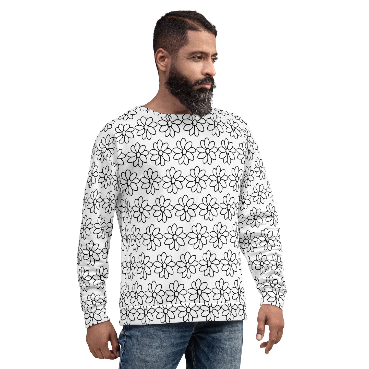 Unisex Sweatshirt black line flower tattoo sketch