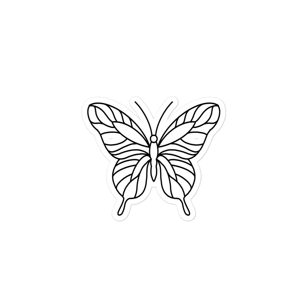 Bubble-free stickers black line butterfly tattoo sketch print