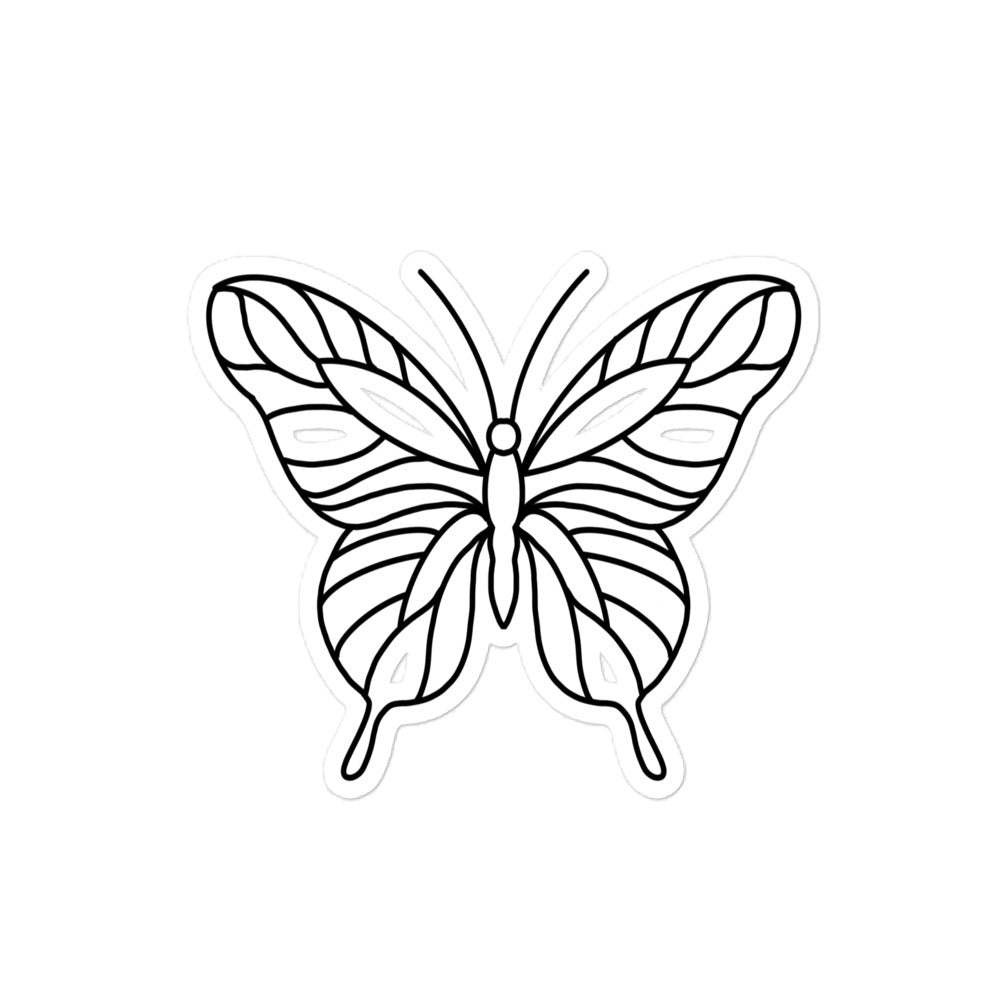 Bubble-free stickers black line butterfly tattoo sketch print