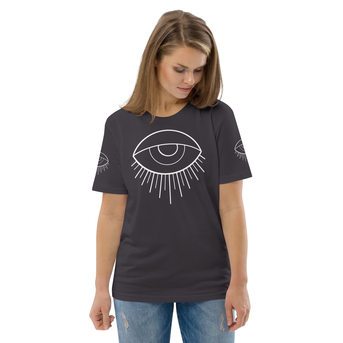 Unisex organic cotton t-shirt white eye tattoo print