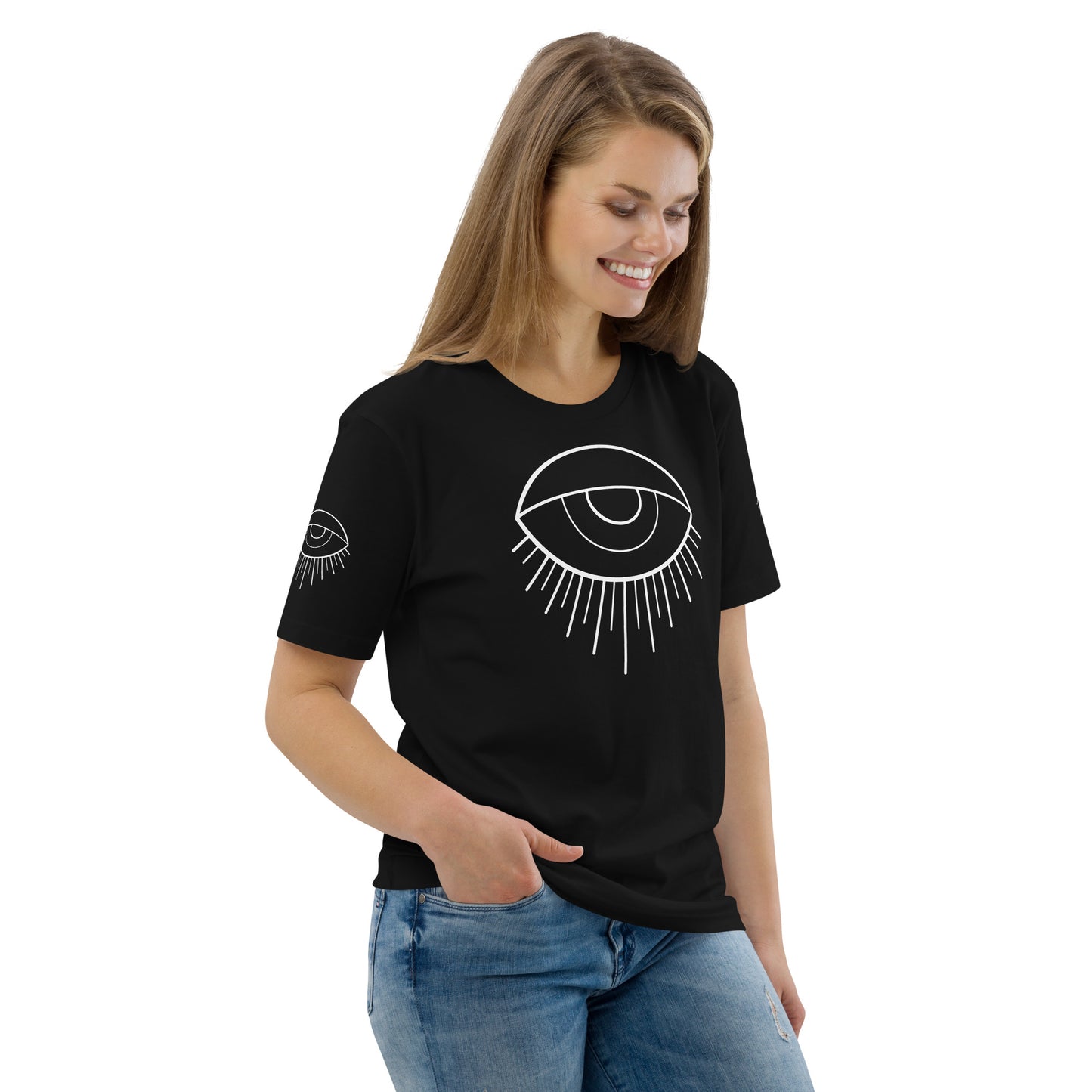 Unisex organic cotton t-shirt white eye tattoo print