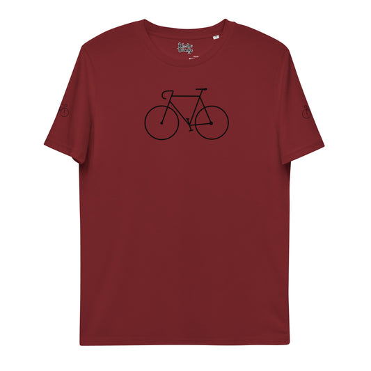 Unisex organic cotton t-shirt black bicycle tattoo print