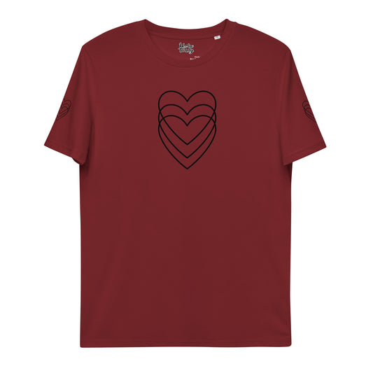 Unisex organic cotton t-shirt black hearts tattoo print