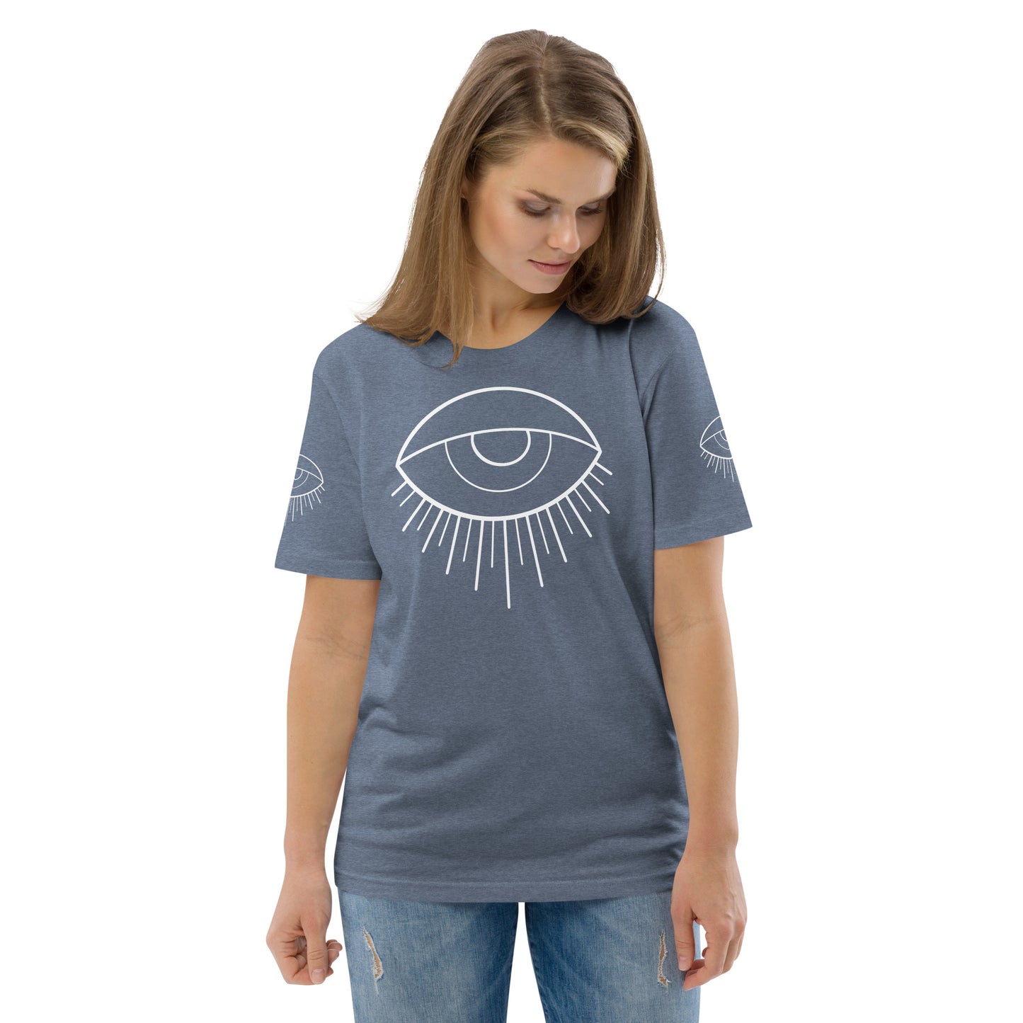 Unisex organic cotton t-shirt white eye tattoo print