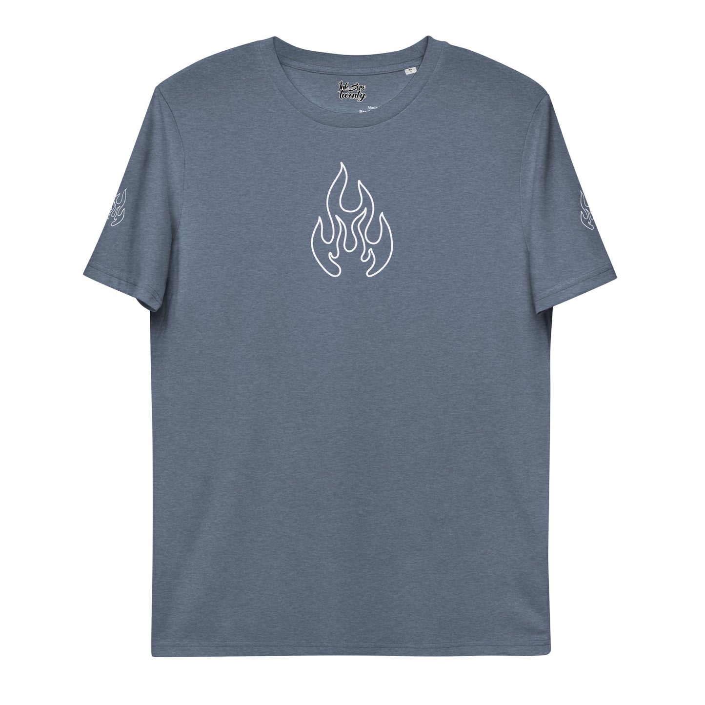 Unisex organic cotton t-shirt white flame tattoo print