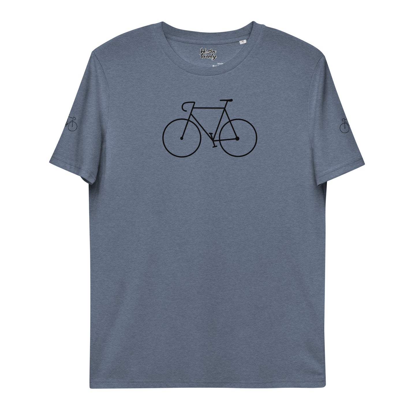 Unisex organic cotton t-shirt black bicycle tattoo print