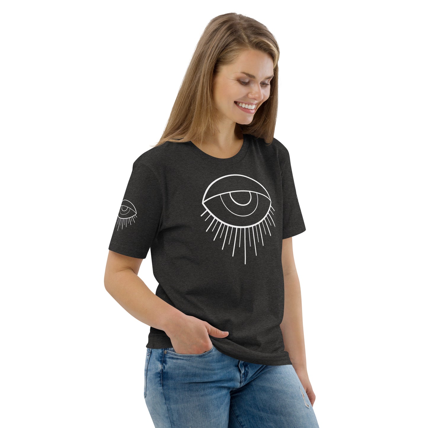 Unisex organic cotton t-shirt white eye tattoo print