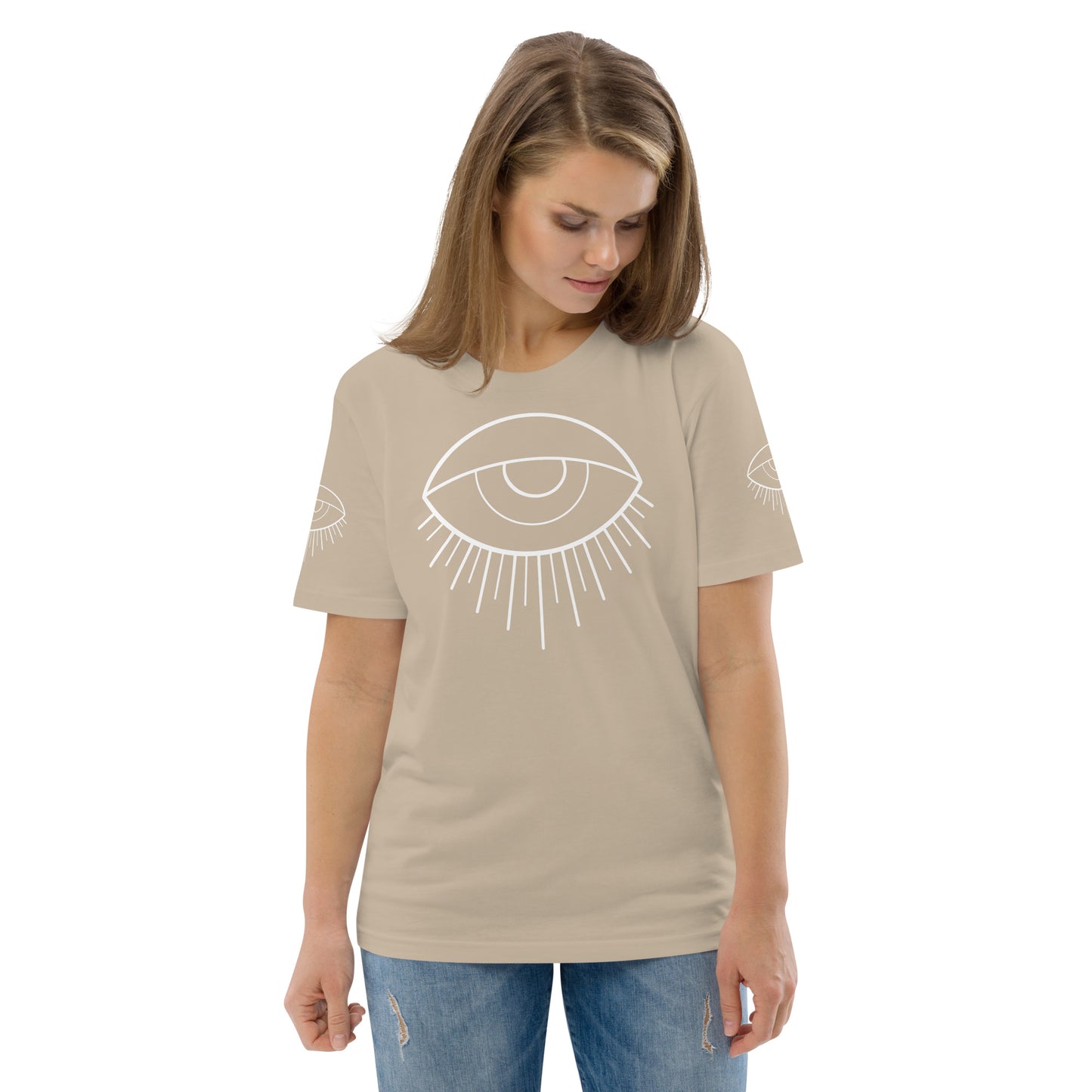 Unisex organic cotton t-shirt white eye tattoo print