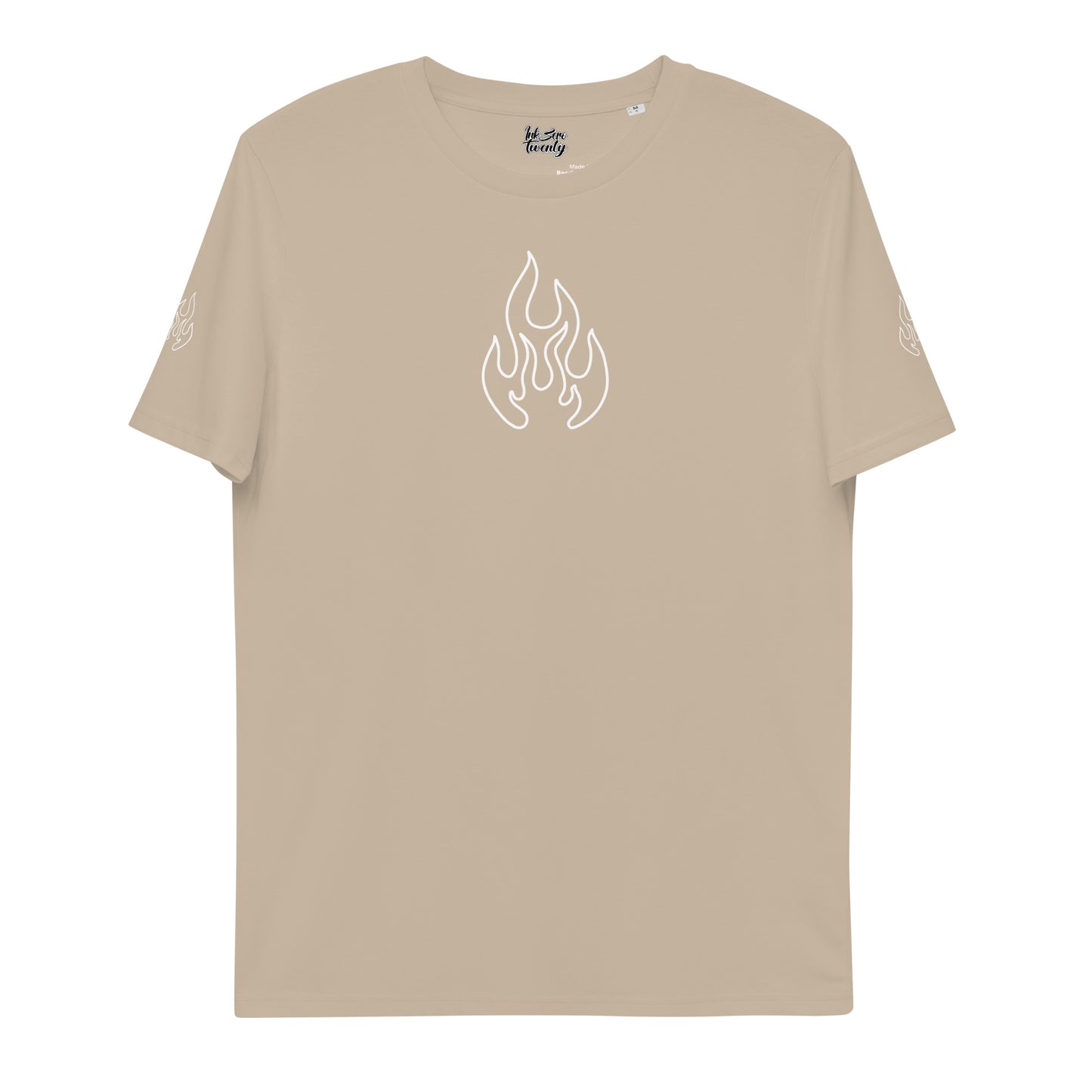 Unisex organic cotton t-shirt white flame tattoo print