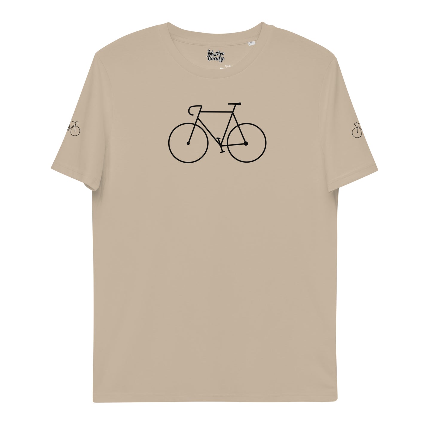 Unisex organic cotton t-shirt black bicycle tattoo print