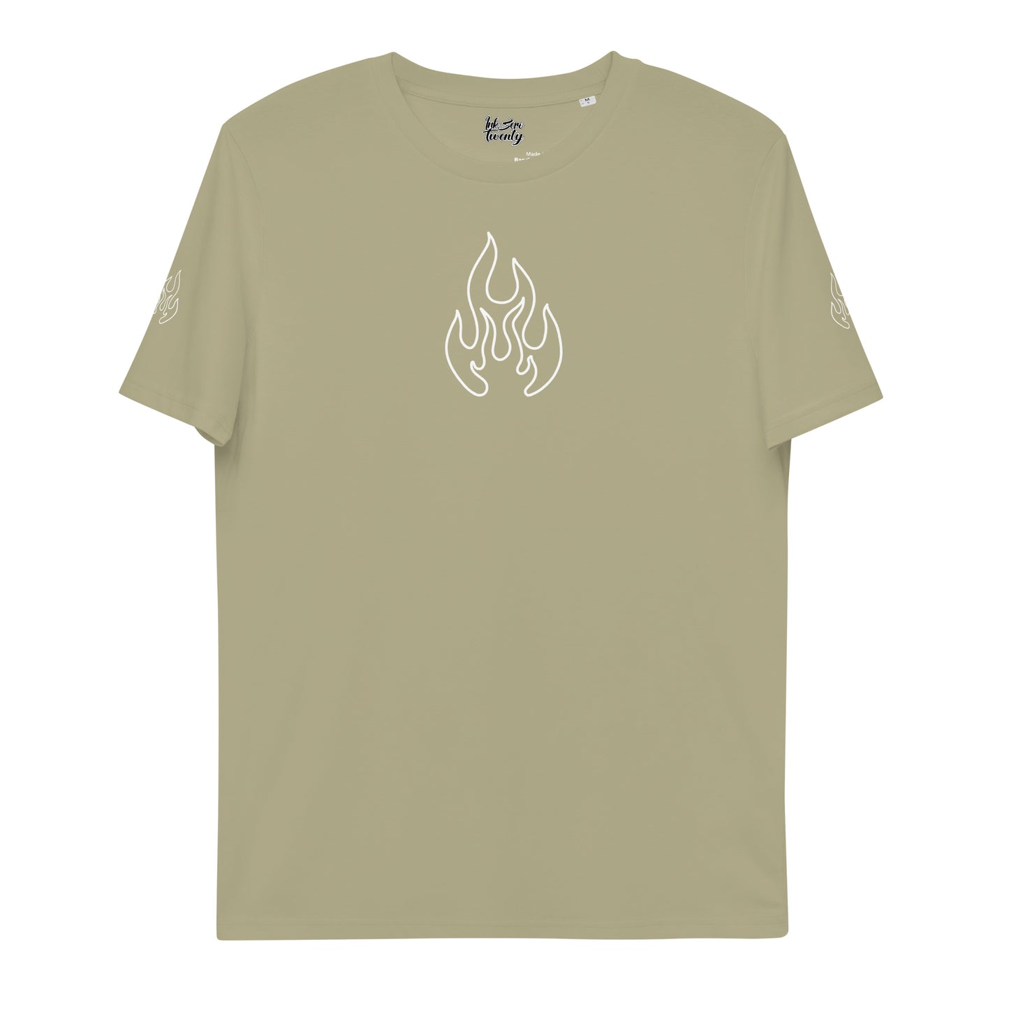 Unisex organic cotton t-shirt white flame tattoo print