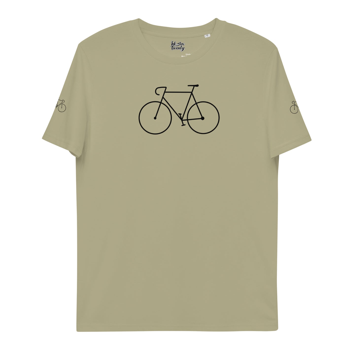 Unisex organic cotton t-shirt black bicycle tattoo print