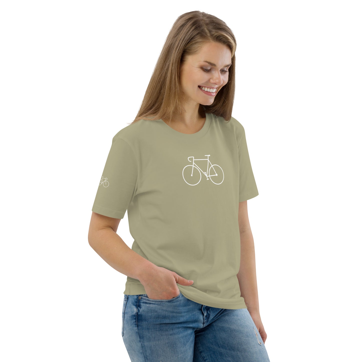 Unisex organic cotton t-shirt white bicycle tattoo print