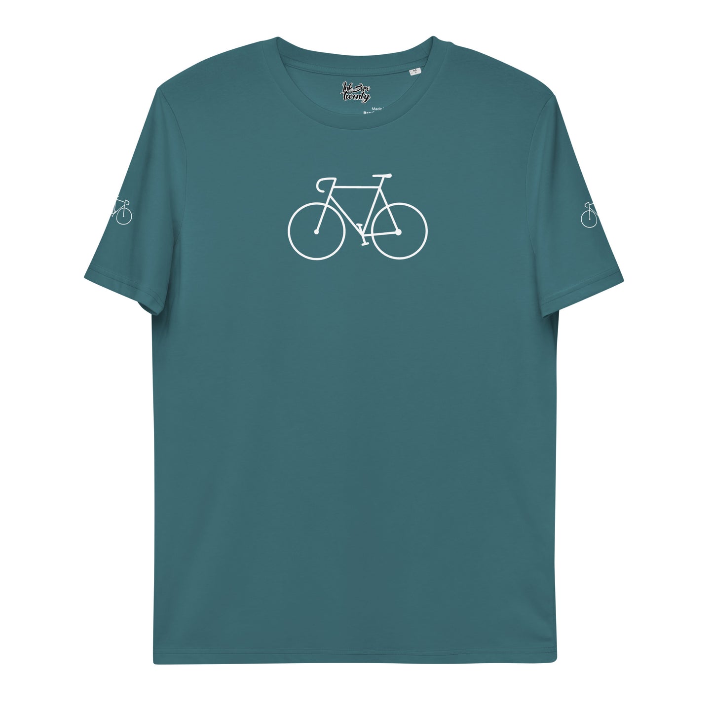 Unisex organic cotton t-shirt white bicycle tattoo print